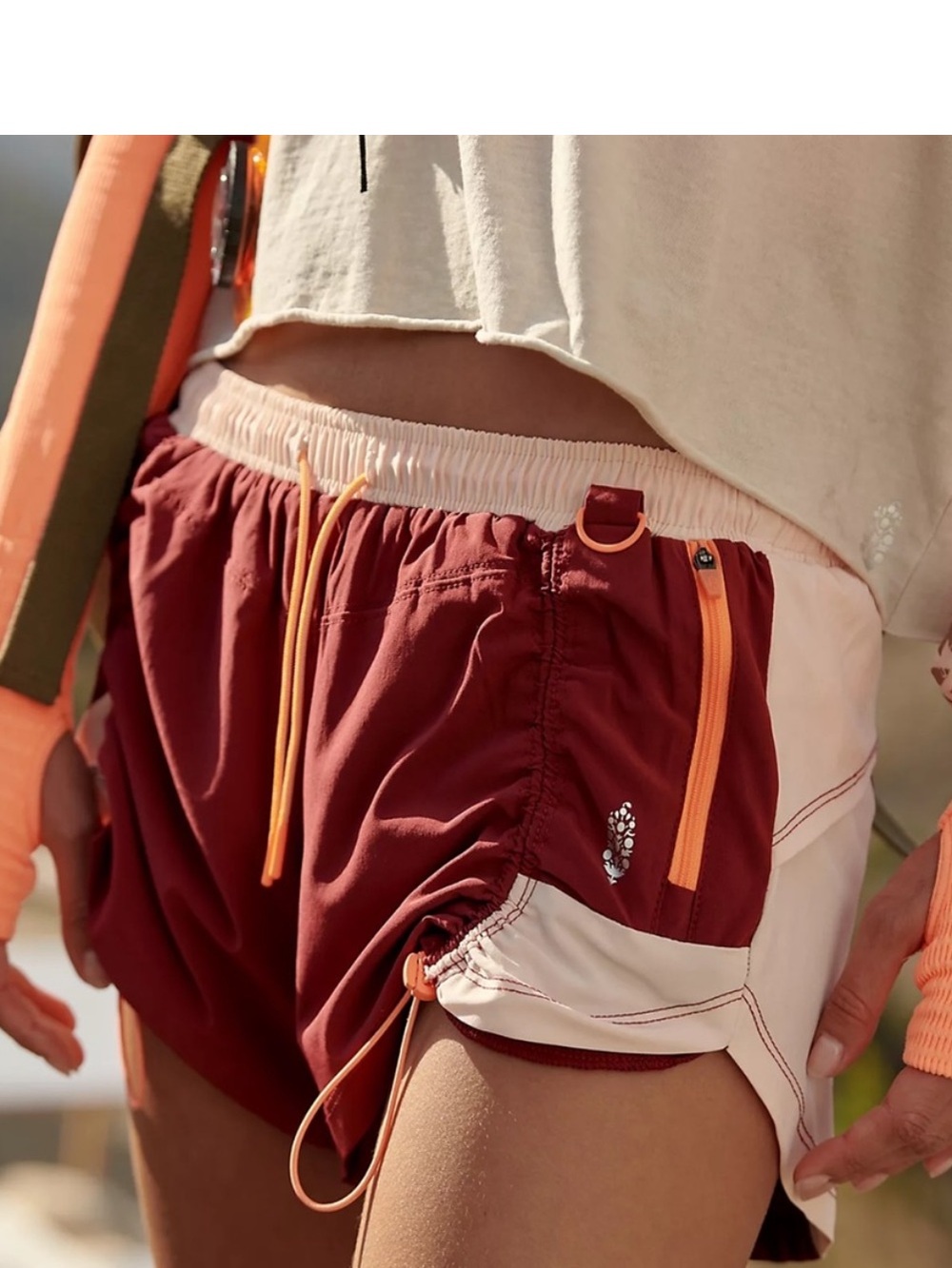 Free People FP Movement Free Rappel Shorts In Burgundy Size M